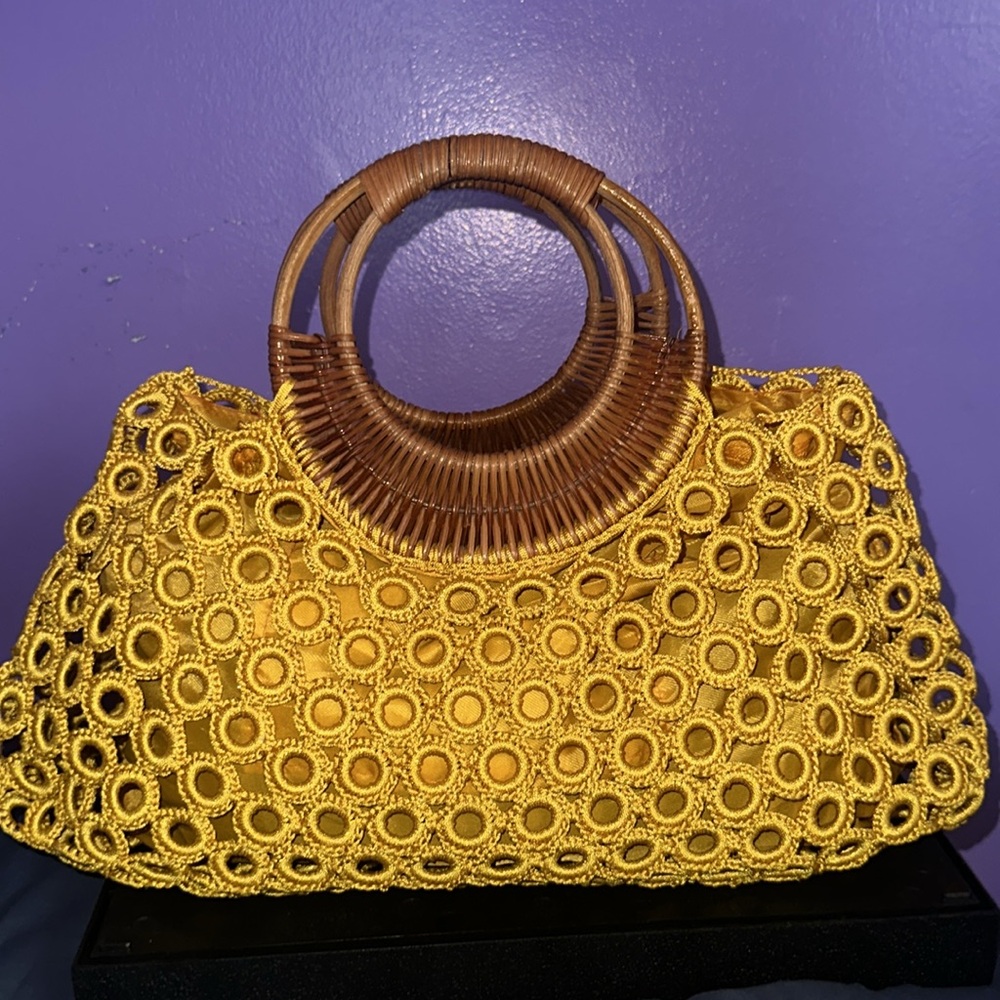 Tan Bohemian Tote With Circular Handles - image 1